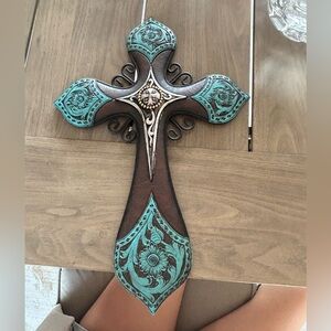 Decorative wall turquoise wall cross